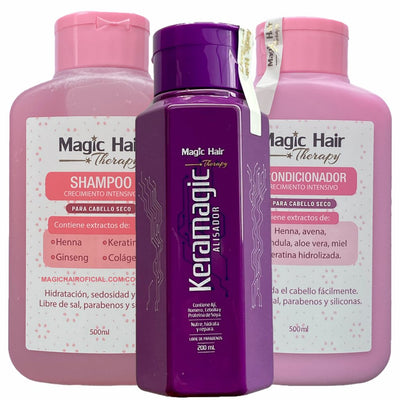 Kit Keratina Keramagic Alisador + Champú Acondicionador Crecimiento Cabello Seco | Magic Hair