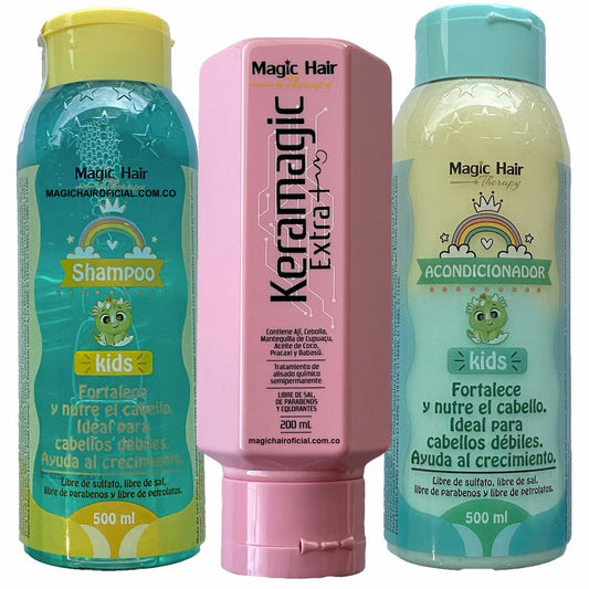 Kit Keratina Keramagic Extra + Champú Acondicionador Kids Niños | Magic Hair