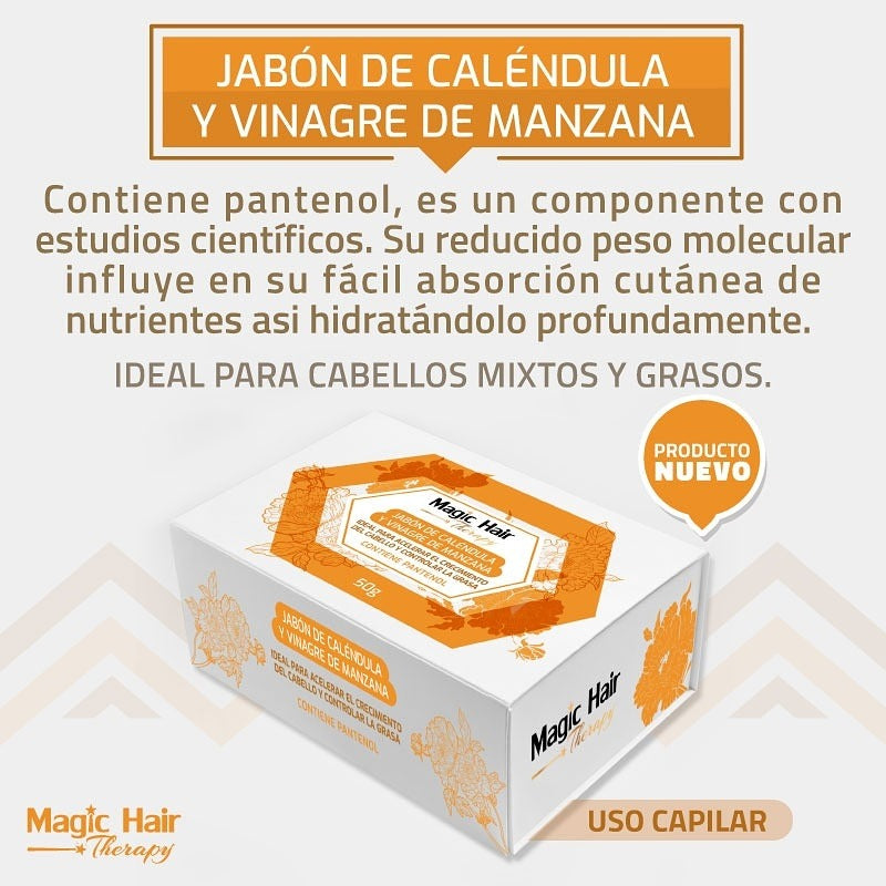 Jabon para el Cabello de Caléndula y Vinagre de Manzana | Magic Hair | Magia en tu Cabello Jabón para Cabello Magic Hair Magic Hair Oficial