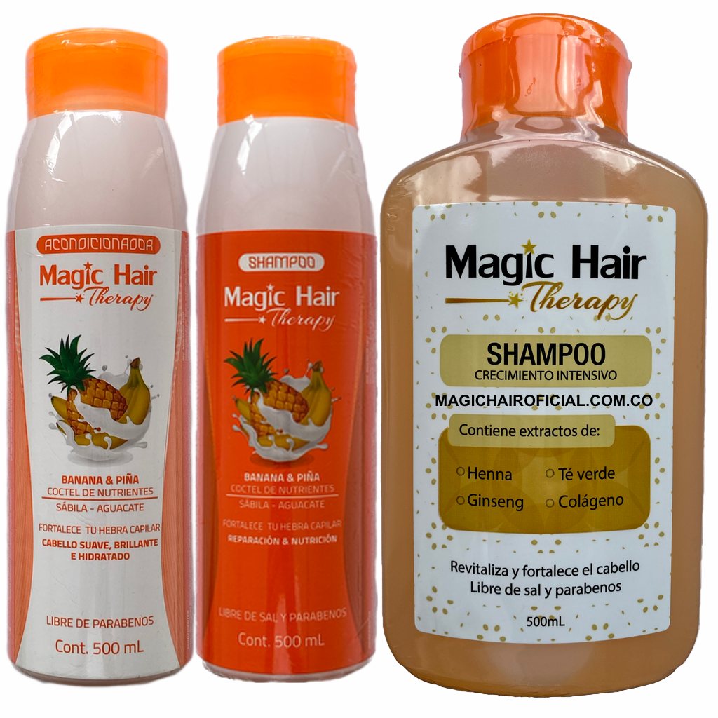 Kit Anticaída Shampoo y Acondicionador + Shampoo Crecimiento - Magic Hair Oficial