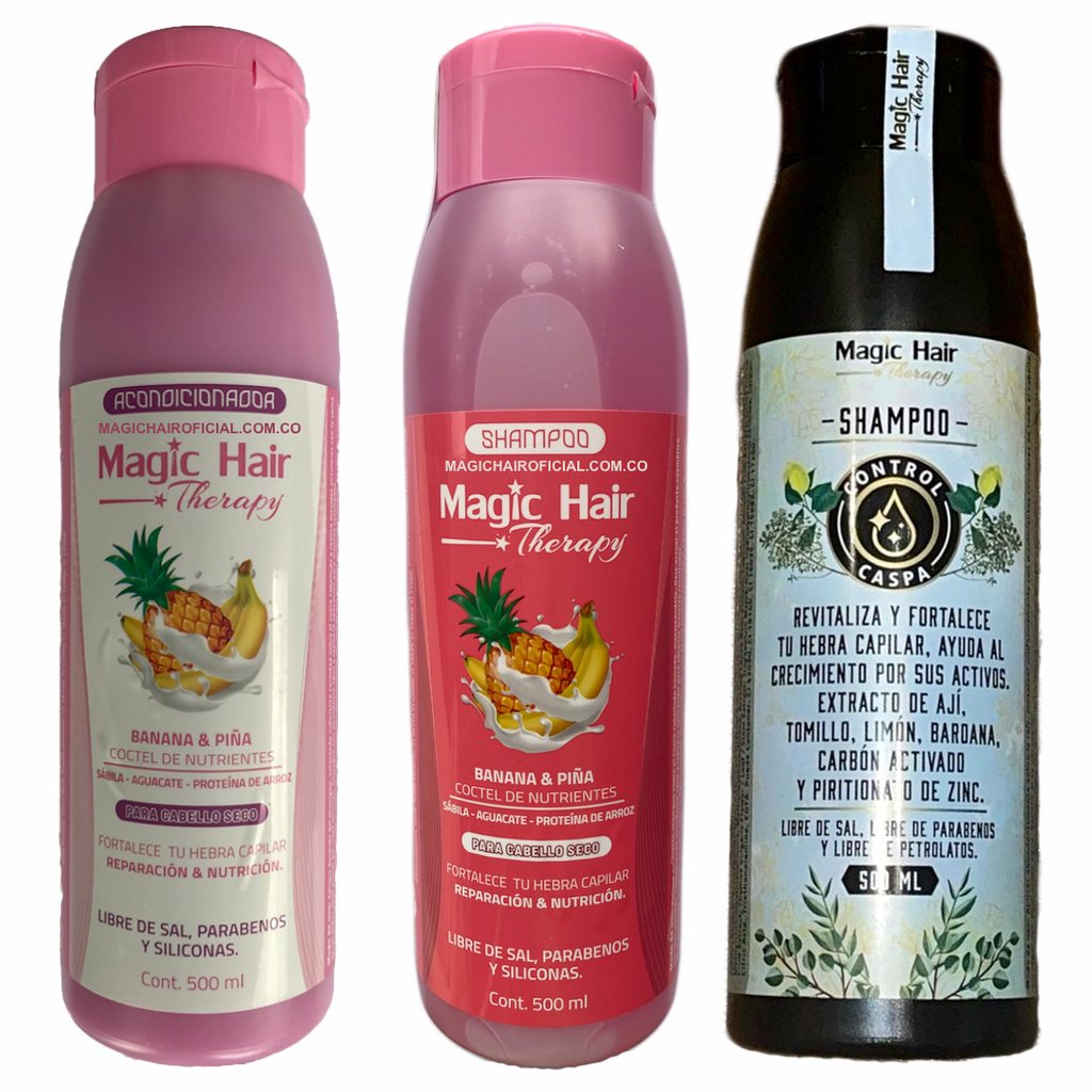 Kit Anticaída Pelo Seco Shampoo y Acondicionador + Shampoo Anticaspa