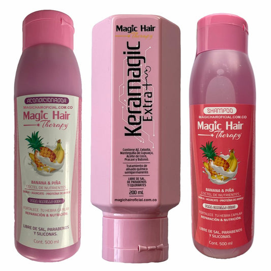 Kit Keratina Keramagic Extra + Champú Acondicionador Caída Pelo Seco