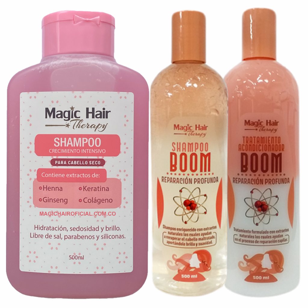 Kit Reparacion Shampoo y Acondicionador + Shampoo Crecimiento Pelo Seco