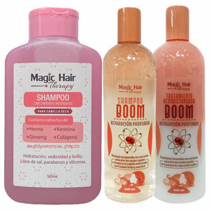 Kit Reparacion Shampoo y Acondicionador + Shampoo Crecimiento Pelo Seco