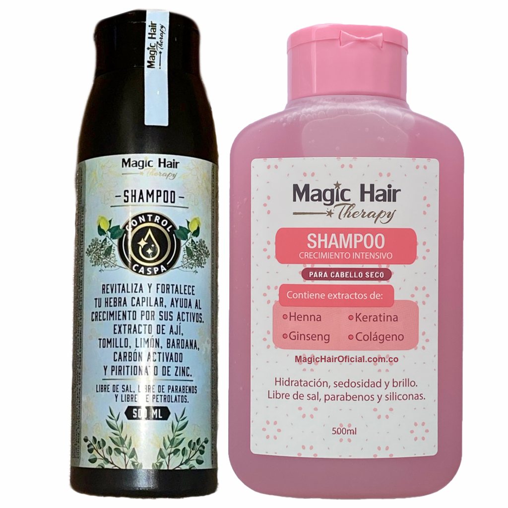 Kit Shampoo para Caspa + Shampoo para Crecer Cabello Seco | Magic Hair